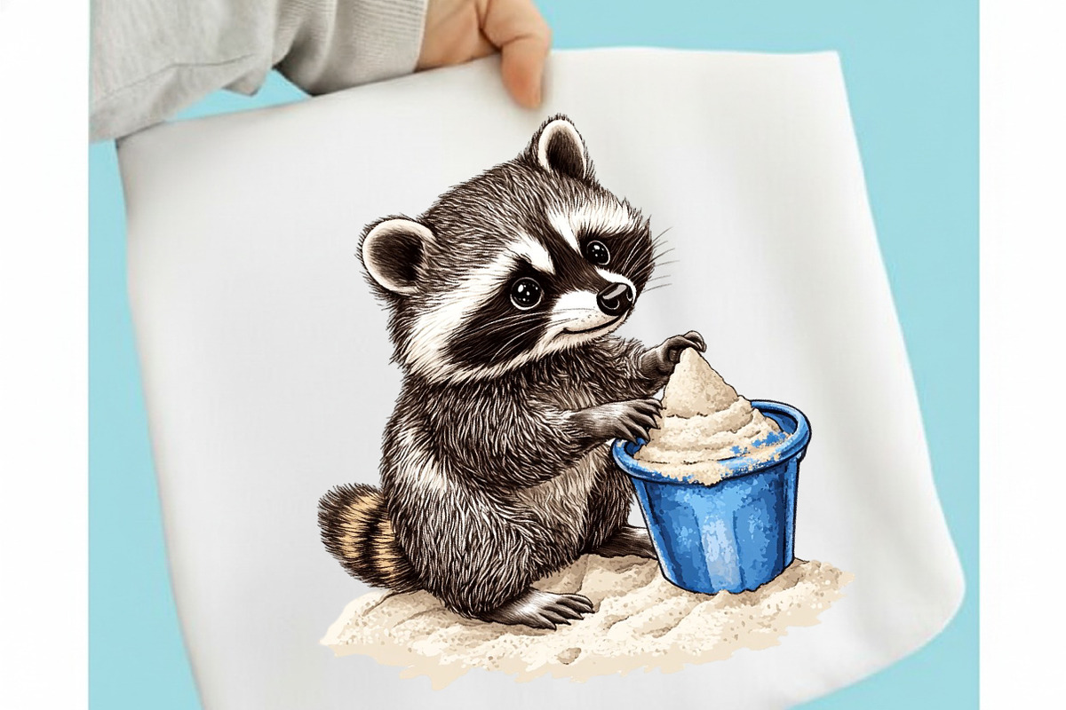 Summer Raccoon Clipart Set PNG, an Illustration by designcity5 (Photo 4 of 5)