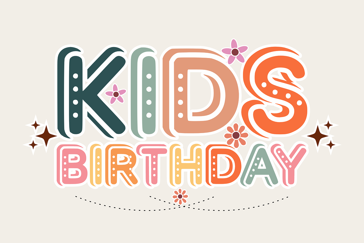 Kids Birthday - Birthday Font Types, a Font by KiddoGlyphs Studio (Photo 1 of 5)