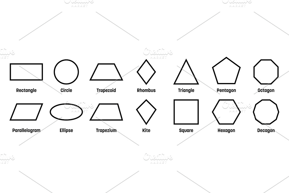 Geometric shapes with labels. Set of, an Object Graphic by pytyczech