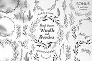 Hand drawn wreath, branches., a Decorative Illustration by Ekaterina (Thumbnail 1 of 8)