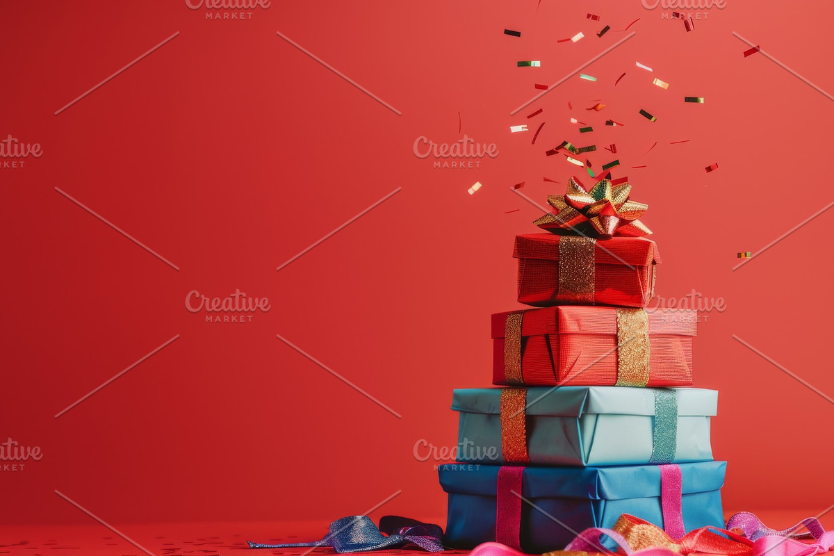 86 Gift boxes with ribbons and bows, a Holiday Photo by Handmadefont (Photo 11 of 90)