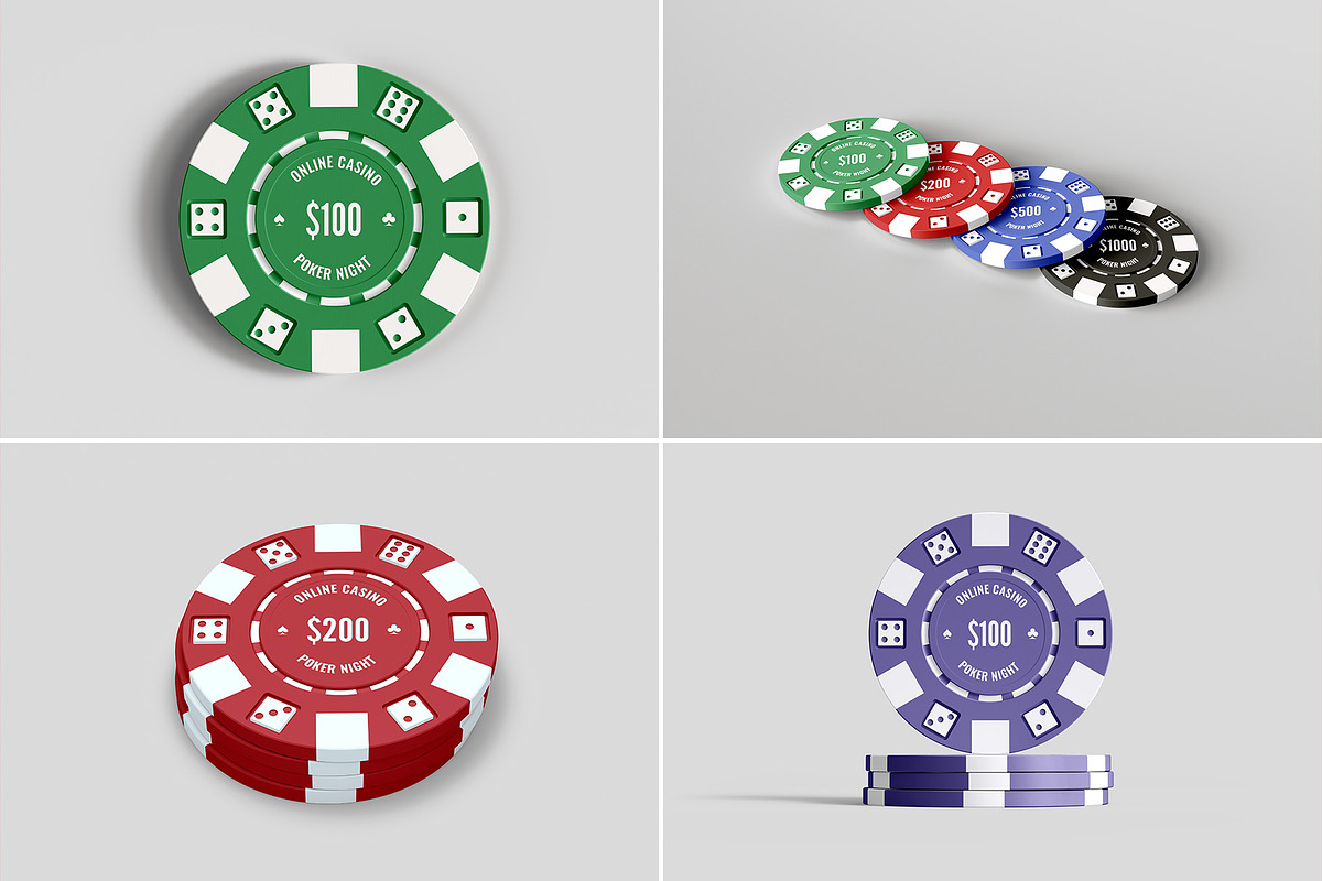 Casino Chips Mockup - 6 views, an Advertising Mockup by Illusiongraphic (Photo 17 of 18)