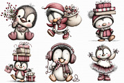 Quirky Christmas Penguin Clipart, an Illustration by Libby Wishes (Thumbnail 4 of 7)