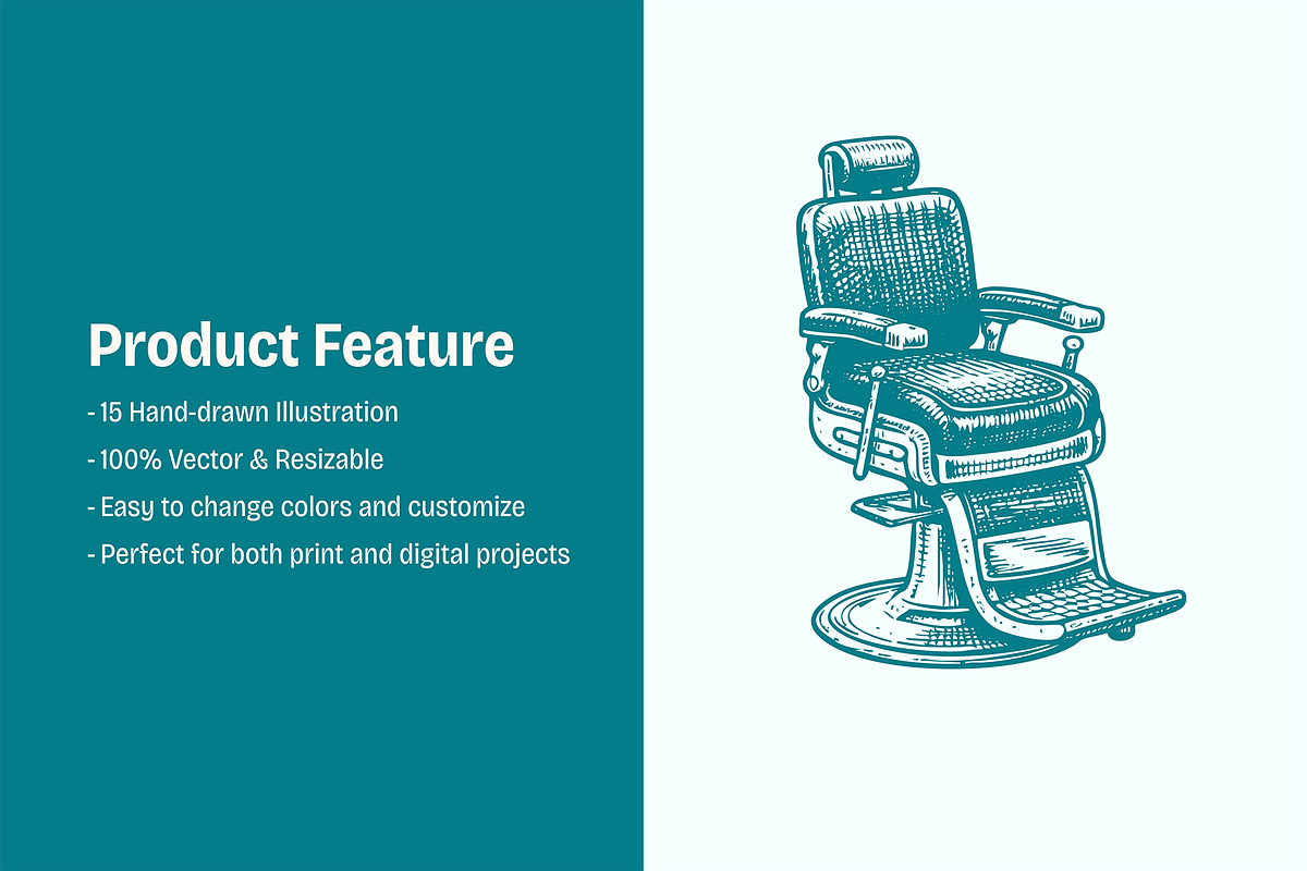 Barbershop Illustration Set, a Work Illustration by ™Creasi (Photo 4 of 6)