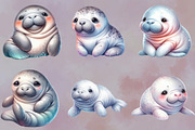 Cute Baby Watercolor Manatees Sublim, an Illustration by SVGArt (Thumbnail 2 of 8)