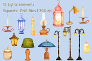 Watercolor Soft Ligts collection, a Decorative Illustration by Aurella Art (Thumbnail 2 of 13)