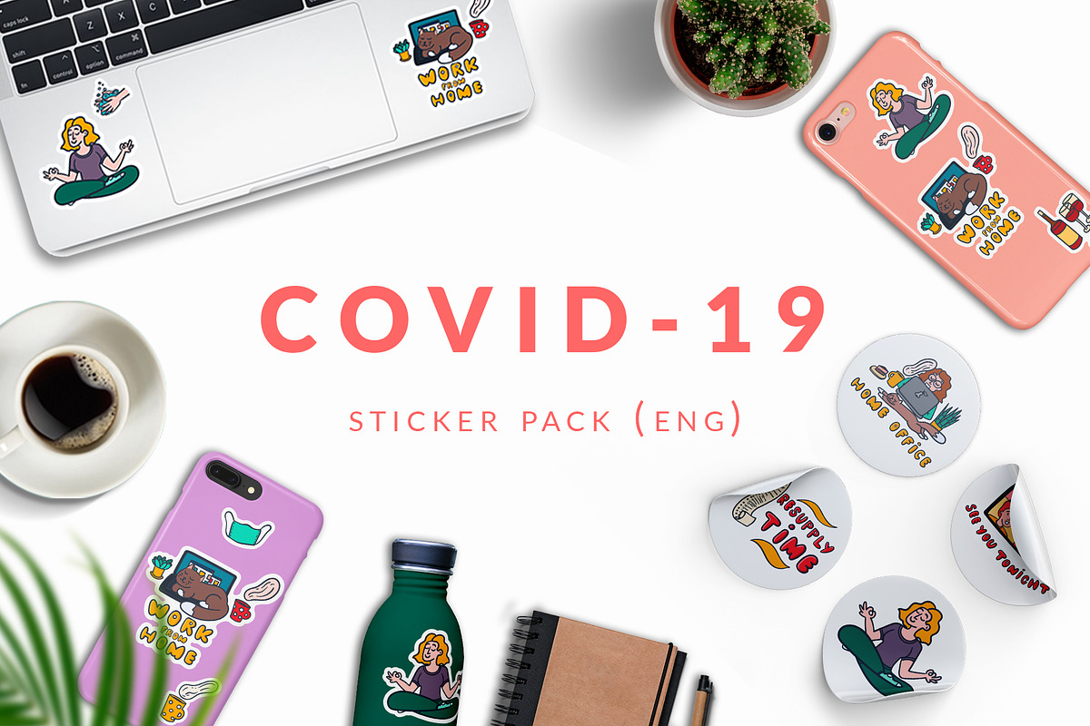 Covid-19 Sticker Pack (ENG), a Technology Illustration by helgascandinavus (Photo 1 of 7)