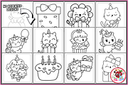 Girl Birthday Coloring Pages, a Seasonal Illustration by EduEnrich (Thumbnail 3 of 3)