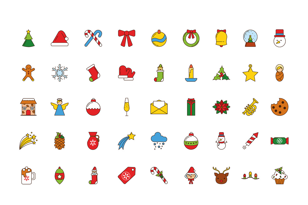 Christmas Flat Icon Set
