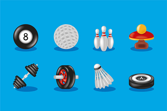 Sports Equipment Icons Set preview 2