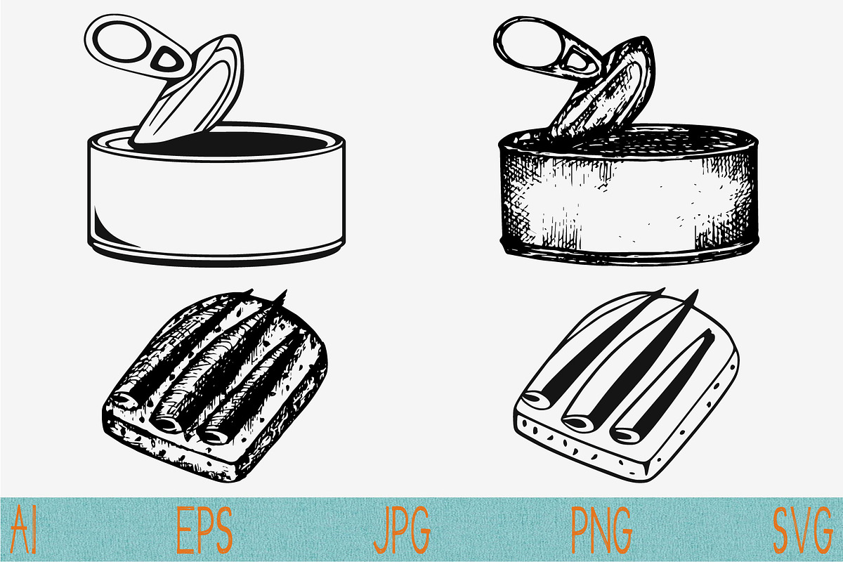 tin can svg, sprats svg set vector, an Icon by FileVectorSVG