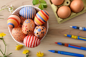 Colorful Hand Painted Easter Eggs in Bowl, a Holiday Photo by Davizro's Market