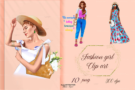 Summer fashion girl clipart