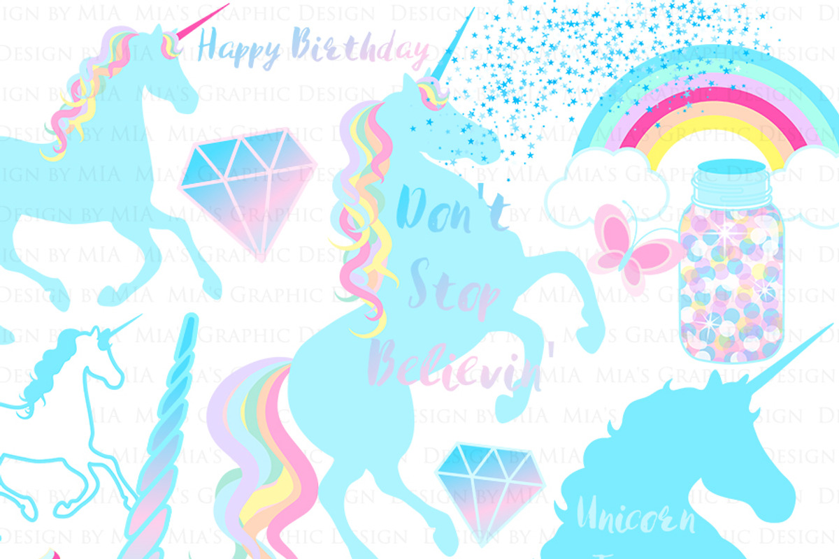Magical Unicorns, Einhorn, Blue, an Illustration by Mia's Graphic Design (Photo 4 of 9)
