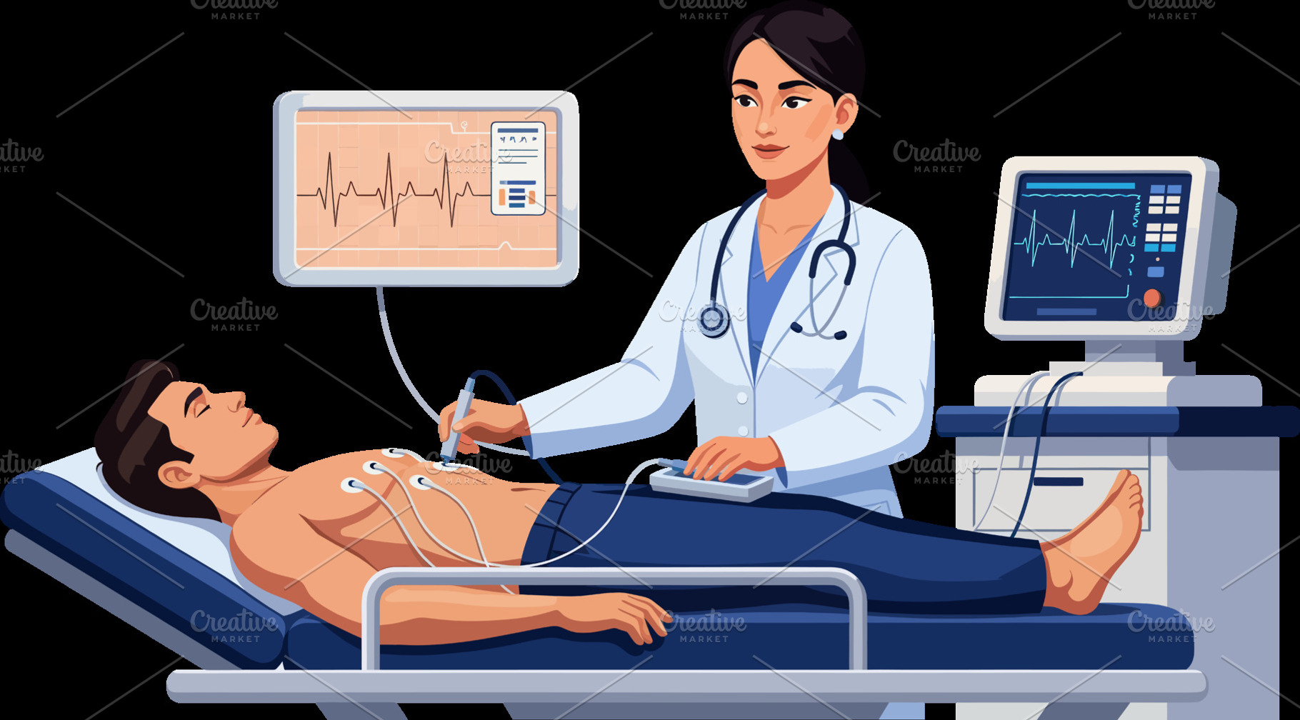 Doctor Performing an Electrocardiogr, a Health & Medical Photo by angellodeco
