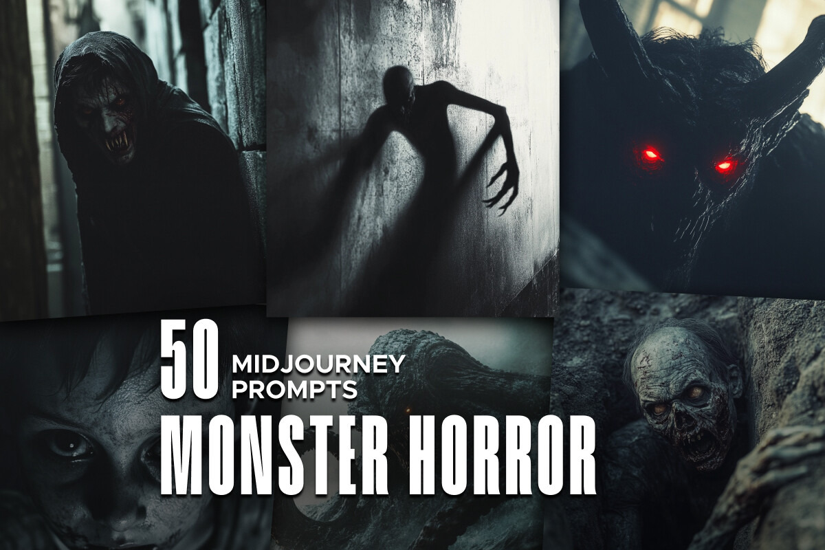 50 Monster Horror Midjourney Prompts, an Object Graphic by MadeByAI Studio (Photo 1 of 5)