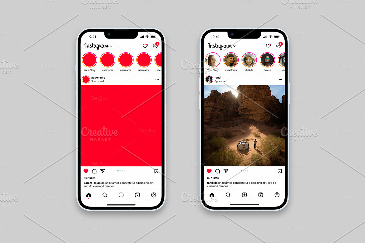 Instagram Template Mockup PSD, a Social Media Template by Dilshod Sobirov (Photo 2 of 19)