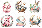 Watercolor Boho Pink Bunny Clipart, an Illustration by DreamPrint404 (Thumbnail 5 of 5)