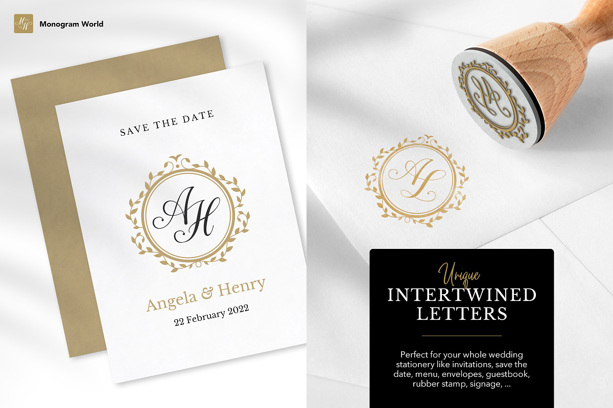 Wedding Monogram Set A, a Branding & Logo Template by Monogram World (Photo 2 of 8)
