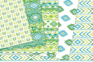 Green Aztec Digital Paper