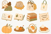 Cozy Autumn Clipart Introvert Season, a Seasonal Illustration by SugarCloudStudioArt (Thumbnail 3 of 5)