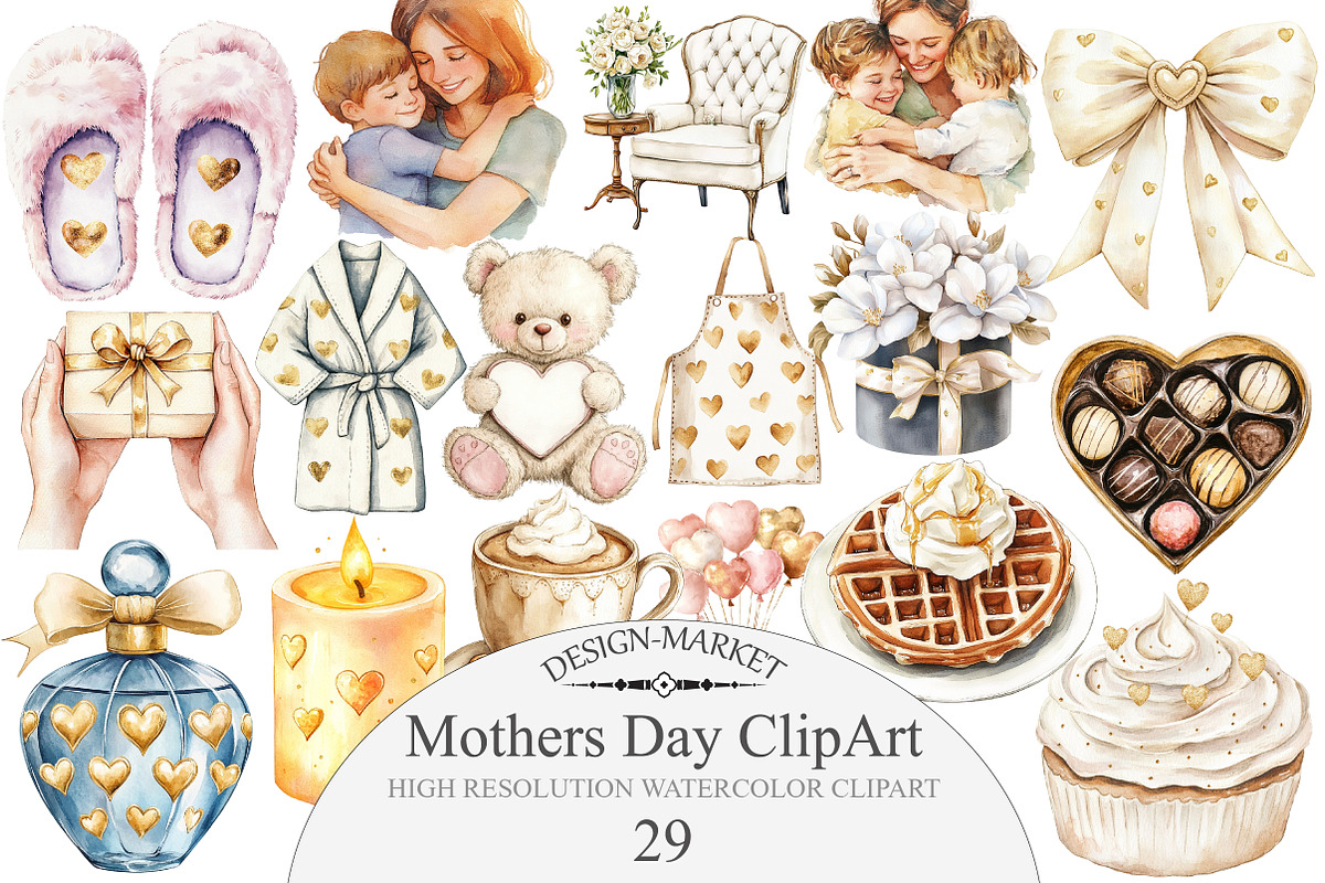 Watercolor Mothers Day ClipArt, an Illustration by Design Market (Photo 1 of 4)