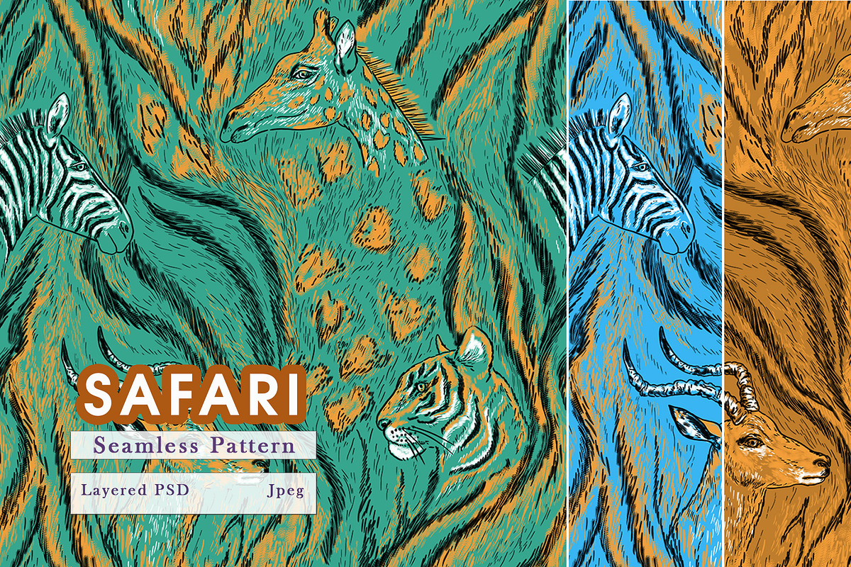Seamless repeating pattern Safari, a Pattern Graphic by Alena Lazareva (Photo 1 of 6)