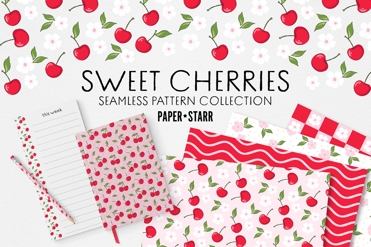 Cherry Seamless Pattern Collection, a Pattern Graphic by Paper Starr Studio (Photo 1 of 5)