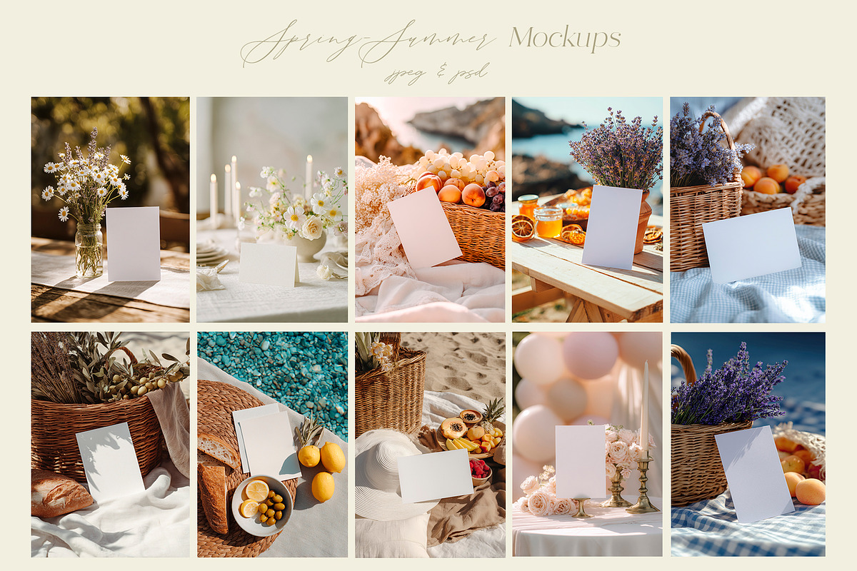 4 Seasons Stationery Card Mockups, a Books & Magazine Mockup by Designwork (Photo 2 of 11)