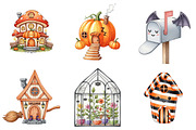 Cute Halloween Cottage Clipart, an Illustration by Watercolor design (Thumbnail 4 of 4)
