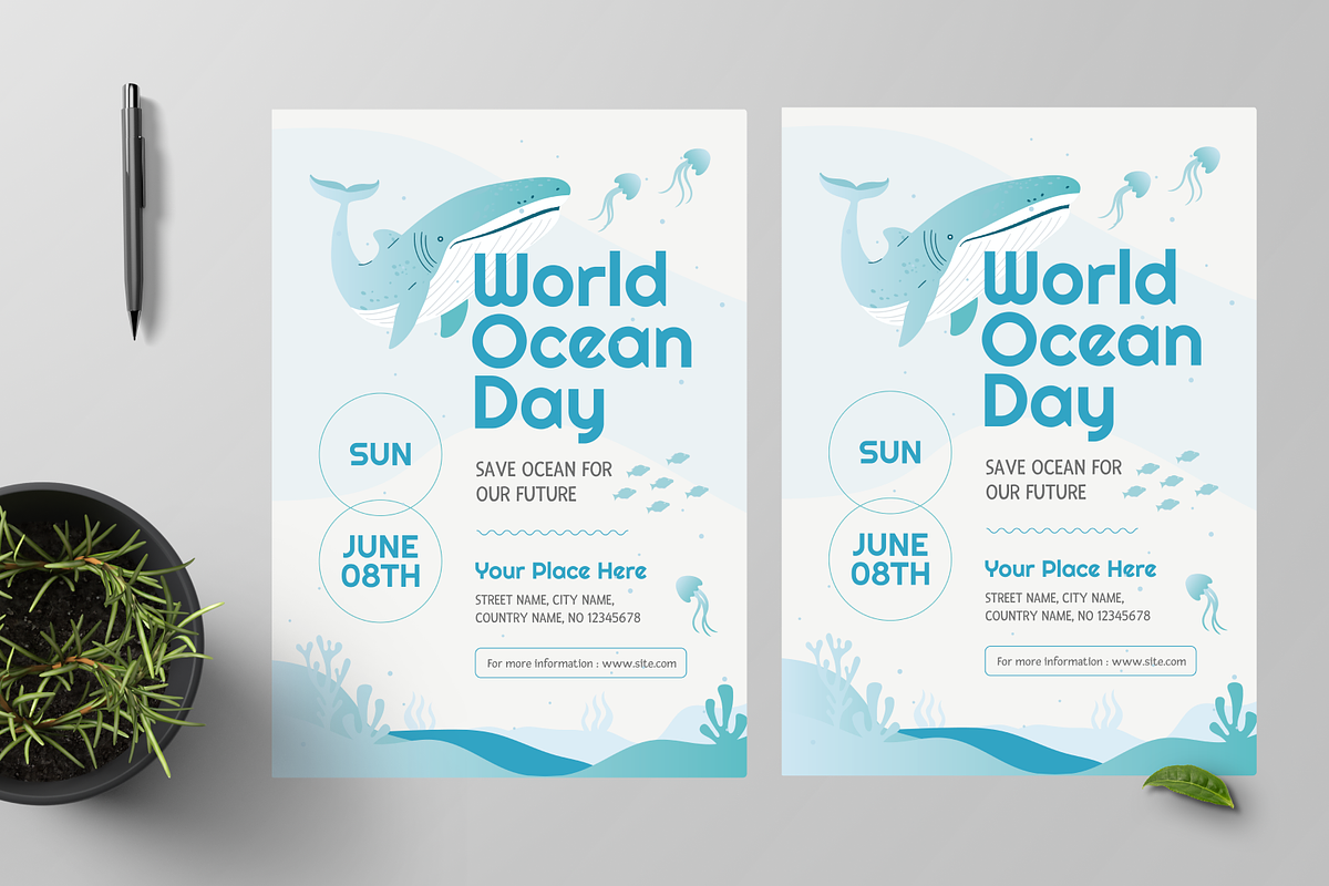 Whale World Ocean Day Flyer, a Flyer Template by Annora Studio (Photo 2 of 5)