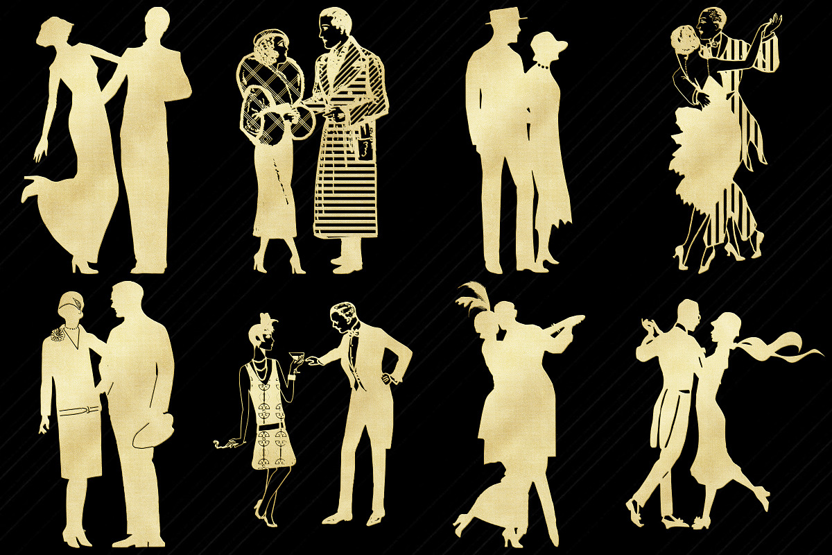 Gold Foil Gatsby Couples Clip Art, a Person Illustration by FrankiesDaughtersDesign (Photo 2 of 4)