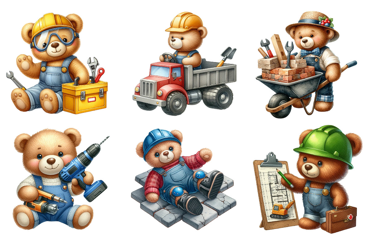 Construction Teddy Bear Bundle, an Illustration by SinaCreation (Photo 3 of 5)