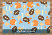 Floral Football Seamless Pattern, a Sport Illustration by Johanna V. Creative (Thumbnail 6 of 6)