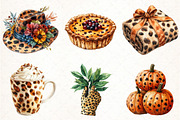 Watercolor Leopard Print Autumn Clip, an Illustration by Pixels.Craft (Thumbnail 3 of 7)