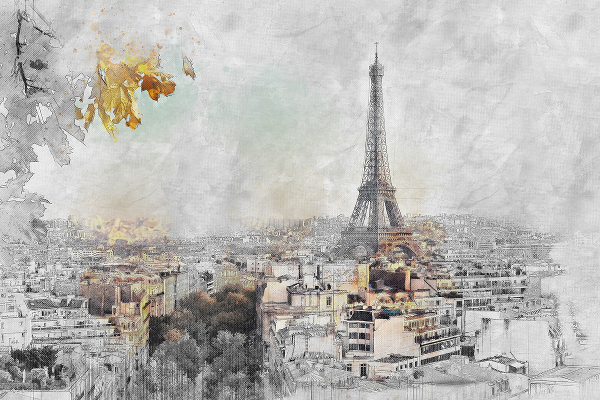 Eiffel Tower. Paris, France, an Illustration by J&T photo and design