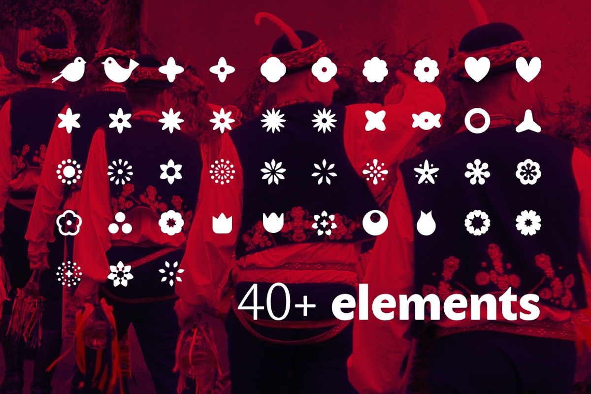 Folklore Patterns & Elements + Font, a Pattern Graphic by Little Jimi Shop (Photo 1 of 9)