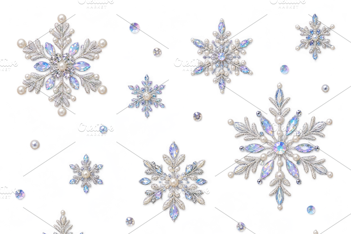 Iridescent Snowflakes PNG, an Object Graphic by The Edit (Photo 1 of 3)