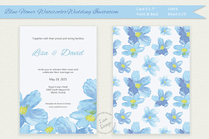 Blue Flower Watercolor Invitation