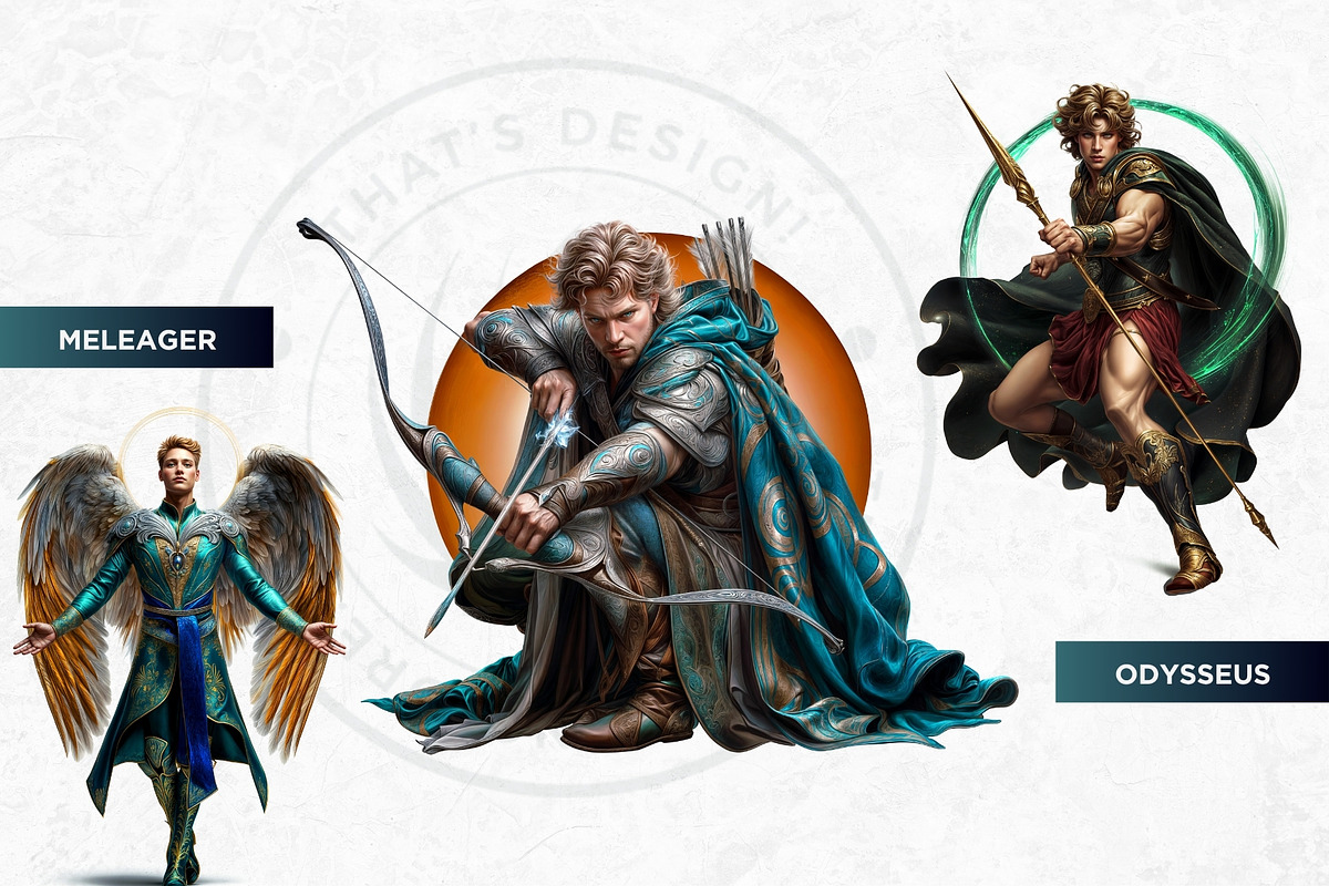 Legendary Greek heroes Clipart set, a Person Illustration by ThatsDesignArt (Photo 7 of 10)