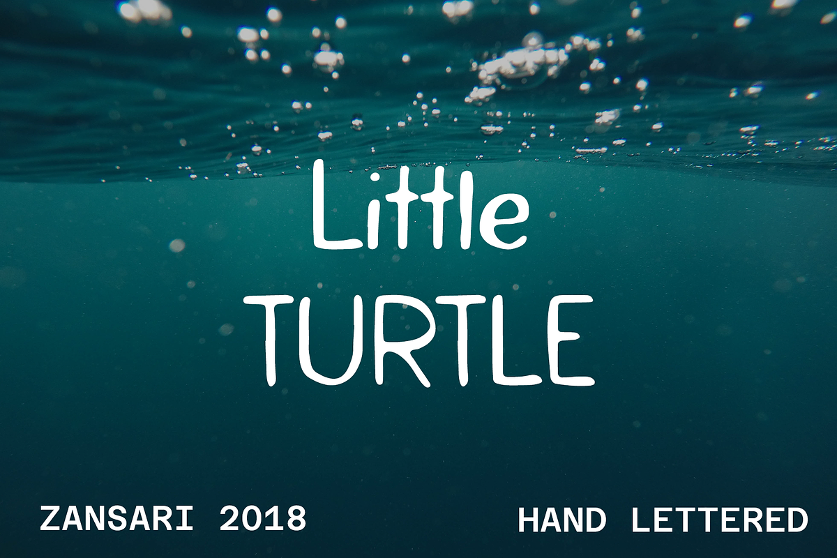 Little turtle hand painted font, a Sans Serif Font by zansari foundry (Photo 1 of 3)