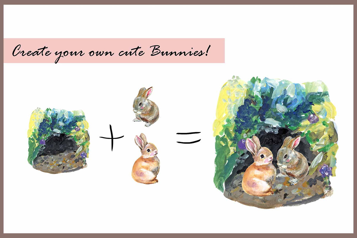 Bunny & Skunk-Watercolor Clipart, an Animal Illustration by VianneArt (Photo 3 of 8)
