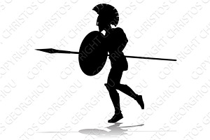 Spartan Silhouette Gladiator Trojan, a Person Illustration by Christos Georghiou