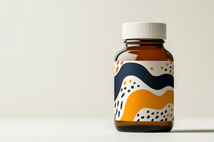 Amber bottle with abstract design mi, a Background Photo by Pixeness Studio
