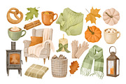Watercolor Cozy Autumn Clipart, a Seasonal Illustration by ArtGiftsStudio (Thumbnail 2 of 4)
