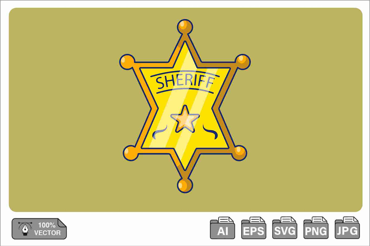 Cowboy Sheriff Badge Cartoon Vector, an Object Illustration by Artstorystudio (Photo 1 of 3)