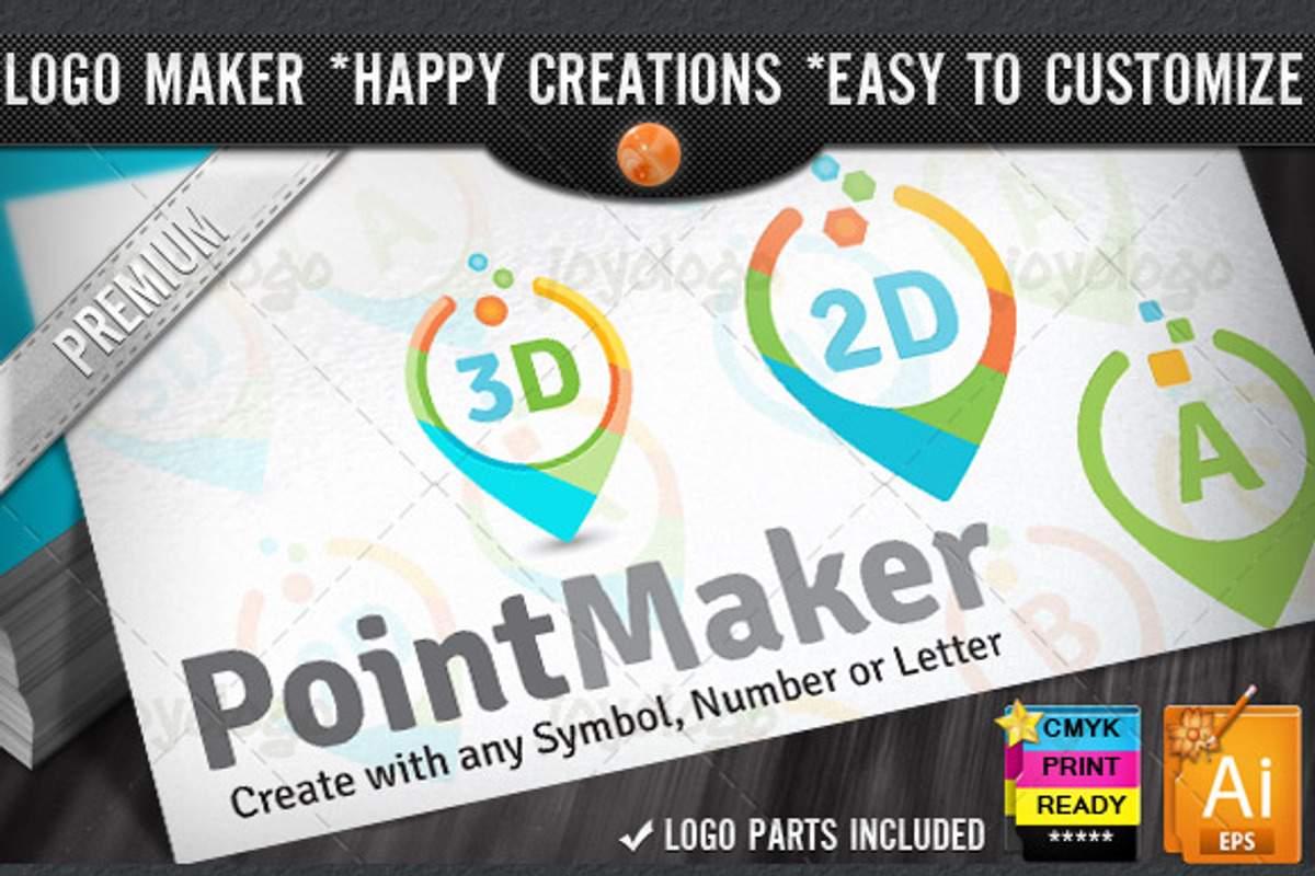 Flat 2D 3D Point Logo Maker Set, a Branding & Logo Template by joyologo (Photo 1 of 3)