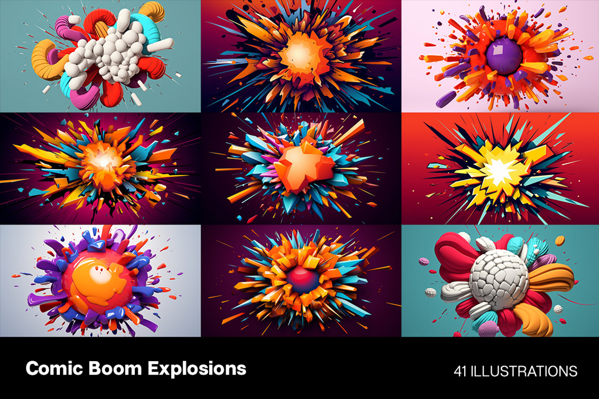 Comic Boom Explosions, an Object Graphic by Handmadefont