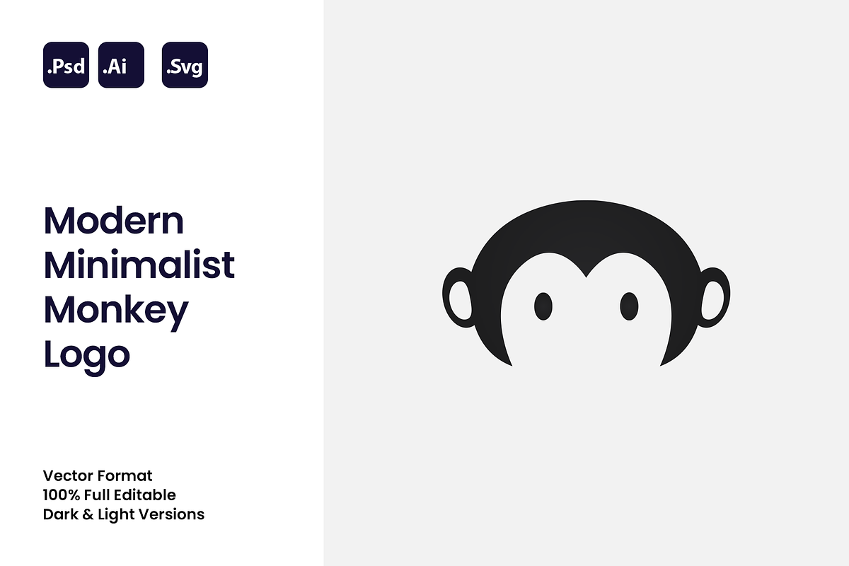 Modern Minimalist Monkey Logo, a Branding & Logo Template by Luxury Logos (Photo 1 of 4)