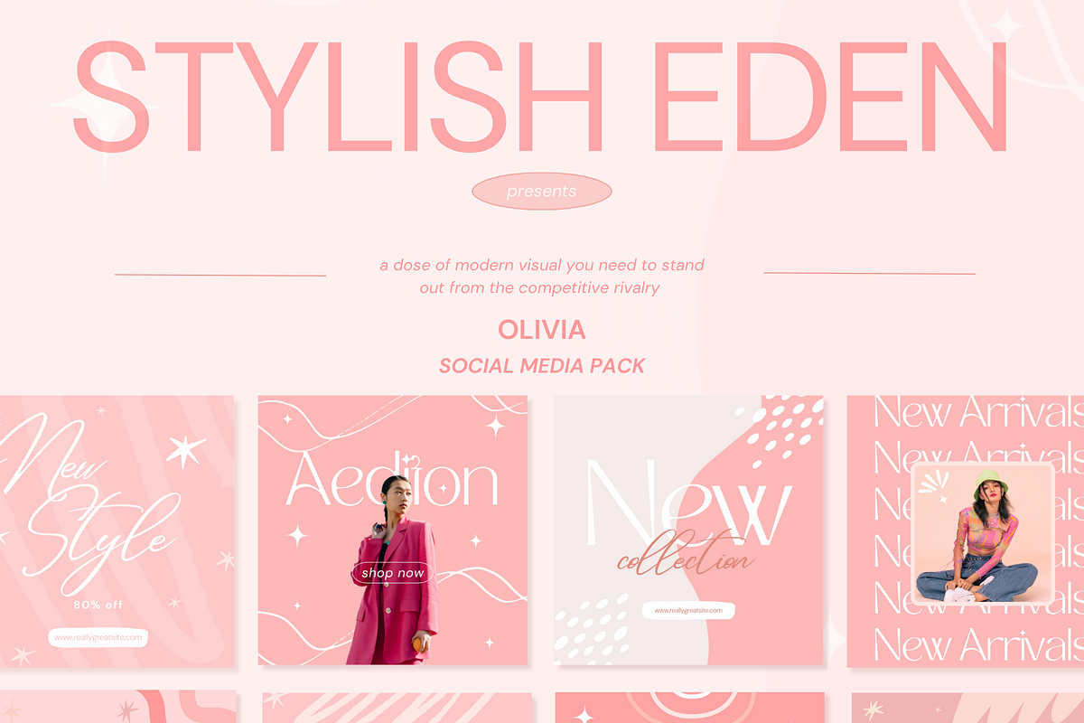 Olivia Social Media Kit Canva, a Social Media Template by ElladesignCo (Photo 4 of 5)